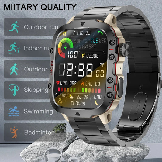 2024 New Smart Watch 1.96" Screen 420 MAh Bluetooth Call Voice Assistant Watch Sports Fitness 3TAM Waterproof Smartwatch For Men