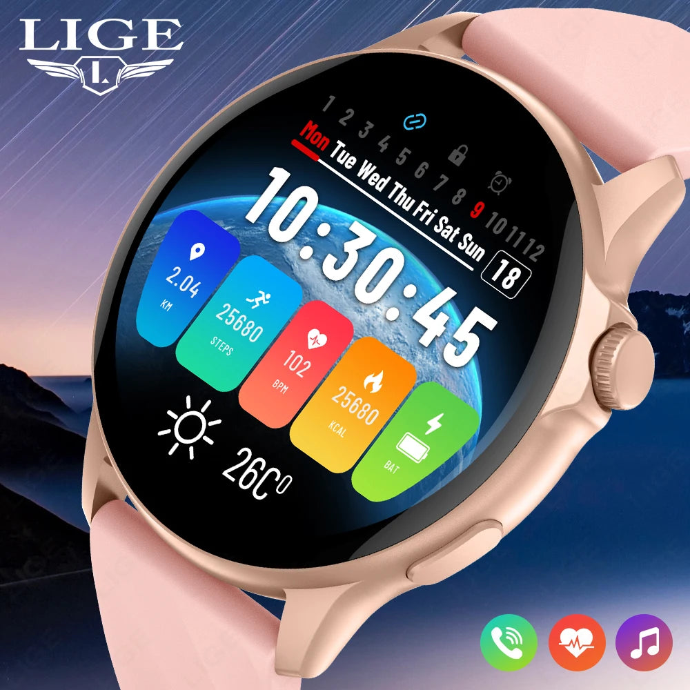 LIGE 2024 Women Men Smart Watches Bluetooth Call Waterproof Sports Smartwatch Heart Rate Monitoring Bracelet AI Voice Assistant