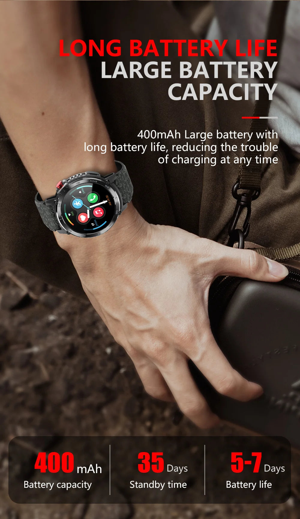 2024 C22 Ultra Smartwatch Smart Watch Men Outdoor Tactical 4G ROM IP68 Waterproof Sports Bluetooth Call Military Soldier Armored