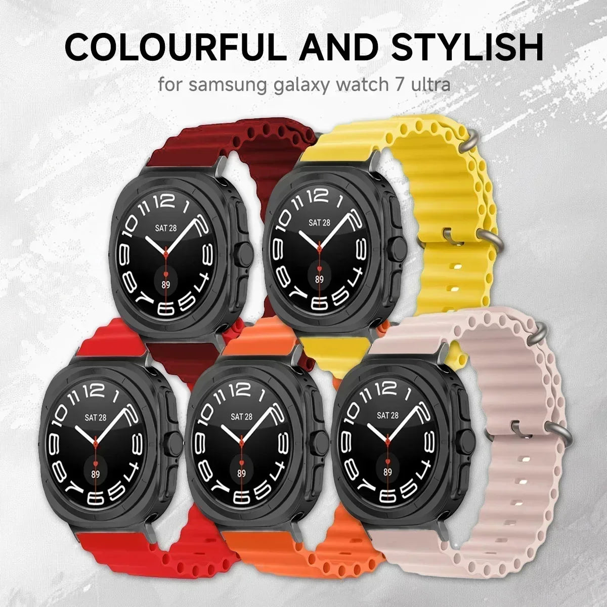 Ocean Strap for Samsung Galaxy Watch 7 Ultra 47mm Sport Silicone Bracelet for Galaxy Watch 7 Ultra Band Metal Connector Correa