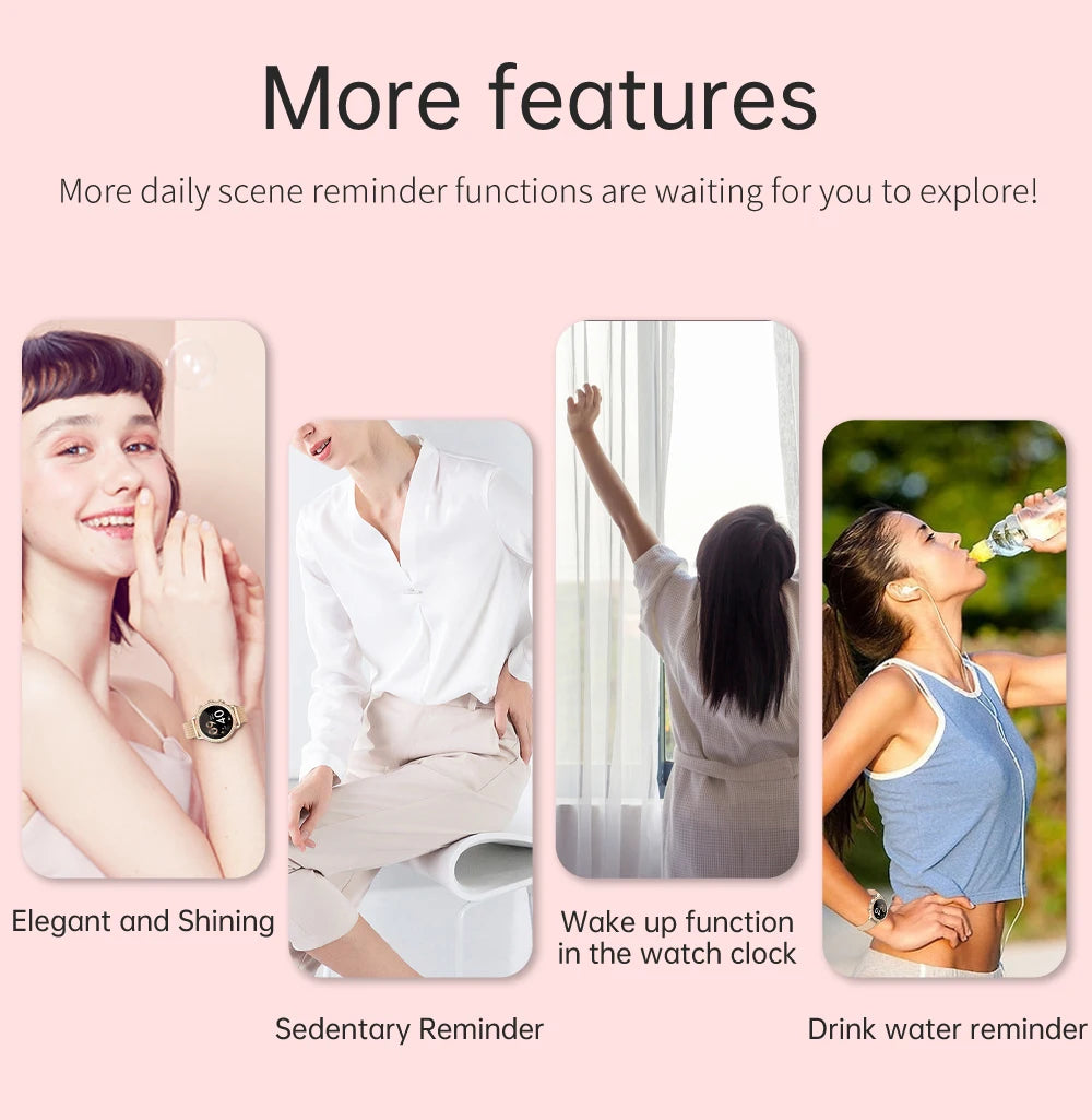 Fashion Luxury Smart Watch Women Bluetooth Call Blood Pressure DIY Custom Sport Fitness Waterproof  Smart watches For Women Gift