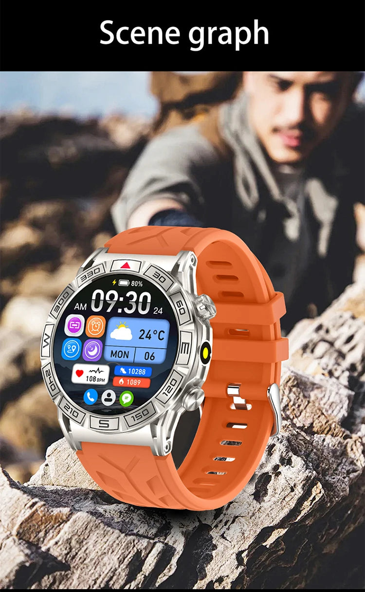 SKMEI 2024 Men Flashlight Smart Watch Compass Sport Waterproof Smartwatch Bluetooth Call Smartwatches 450mAh Battery Wristwatch