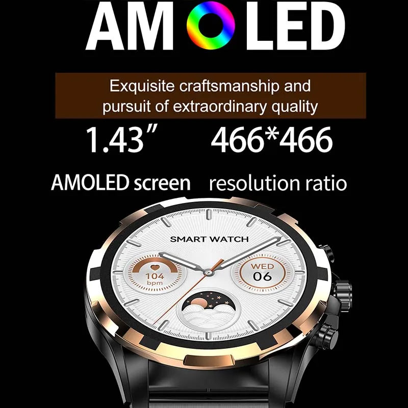 2024 New For Huawei Xiaomi Men Smartwatch Bluetooth Call 1.43" AMOLED HD Screen IP67 Waterproof 390Mah Battery NFC Smartwatch