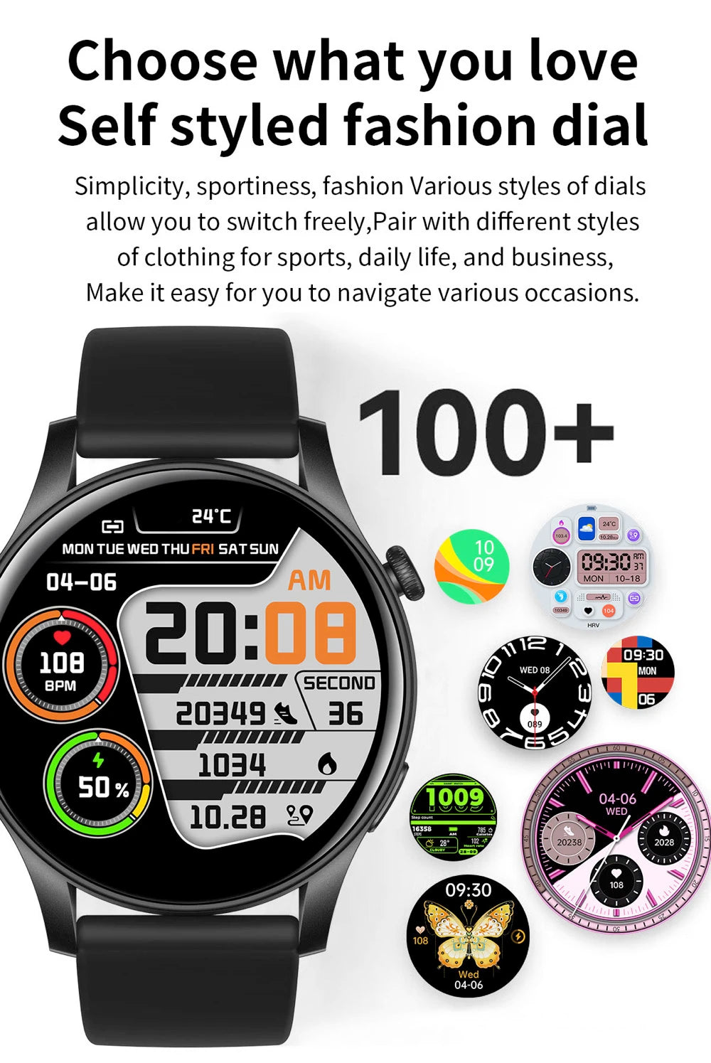 Smart Watch Sports For Women Men 2024 Blue Tooth Call 1.43'' AMOLED Screen Waterproof Heart Rate Voice Assistant Smartwatch