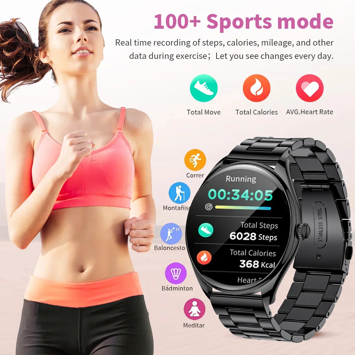 2024 Smartwatch Women 466*466 AMOLED 1.43" HD Screen Always Display Time Bluetooth Call IP67 Waterproof Sports Smart Watch Men