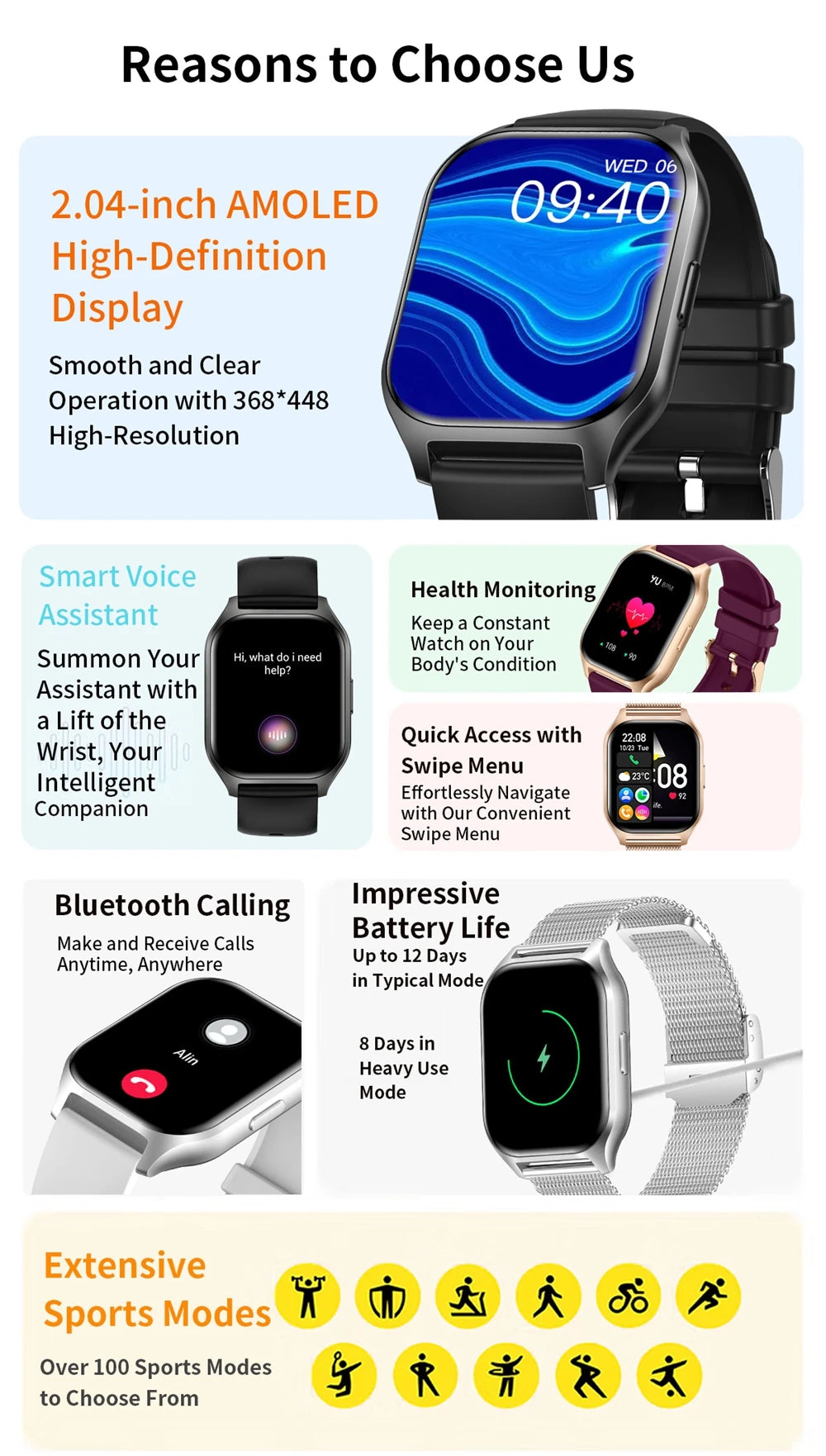 Amoled Smartwatch 2024 Smart Watches For Men 2024 New High Quality Multi Sport Bt Call Compatible With Ios Android