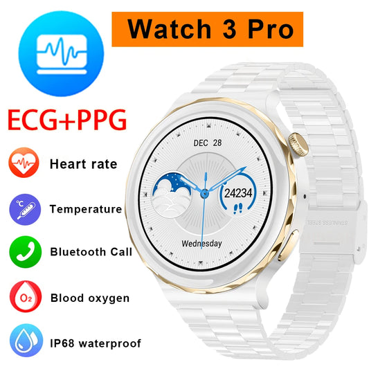 For HUAWEI GT4 ECG+PPG Bluetooth Call Smart Watch Women HD Sreen Custom Dial IP68 Waterproof Ladies Smartwatch Woman 2024 New