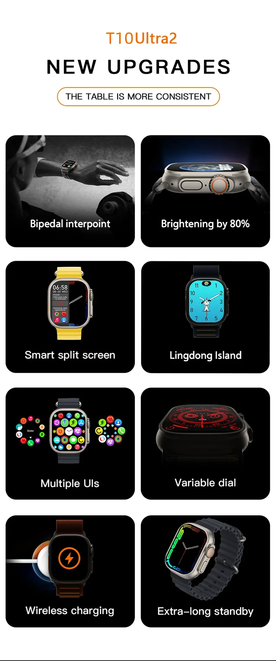 2024 T10 Ultra 2 Smart Watch Men 49mm Series 8 2.3"AMOLED Screen NFC Com pass Waterproof For Apple Watch lwO Ultra 8 Smartwatch