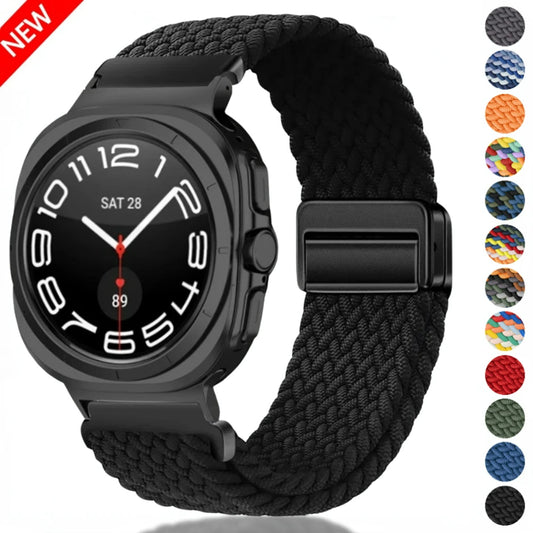 Nylon Loop Band for Samsung Galaxy Watch Ultra 47mm Strap Magnetic Buckle Bracelet Wristband for Galaxy Watch 7 Ultra Watchband