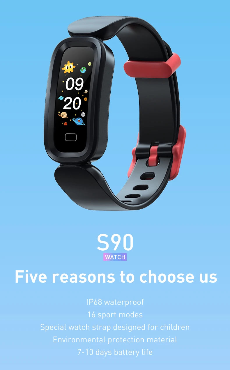 S90 Smart Bracelet Kids Alarm Clock Learning Heart Rate Sleep Monitoring Bluetooth Sports Pedometer Bracelet