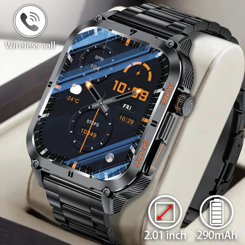 LIGE 2.01" Rugged Military Smart Watch Men For Xiaomi Android IOS Waterproof Sport Fitness Ai Voice New Smartwatch Outdoor 2024