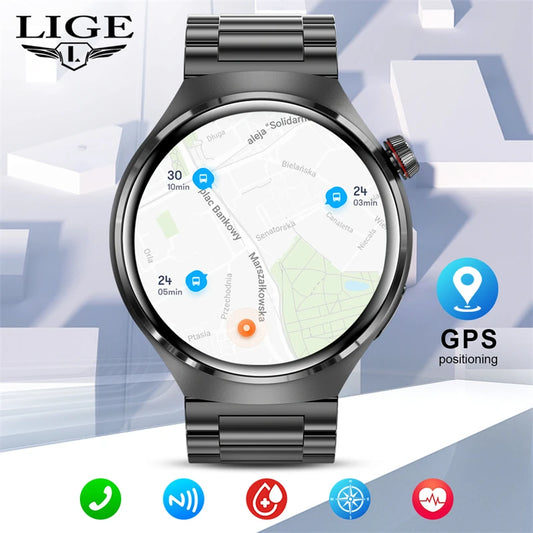 LIGE Smart Watch Men Women Bluetooth Call Watch GPS Waterproof Sports Fitness Bracelet Healthy Smartwatch Men For Huawei 2024