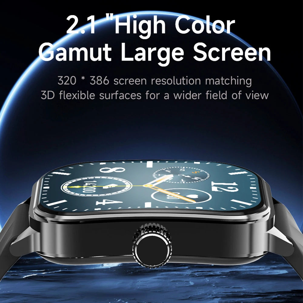 2.1" Men Blue Tooth Call Heart Rate Blood Sugar Temperature Health Smart Watch Sports Fitness Waterproof Women 2024 Smartwatch