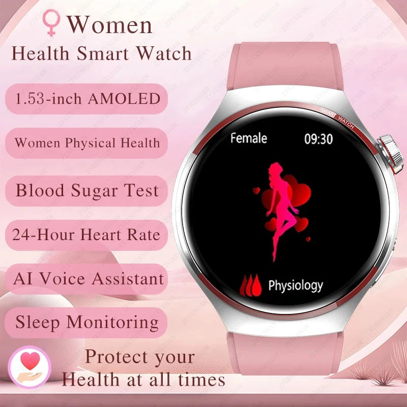 For Huawei Xiaomi NFC Smart Watch Women Watch 4 Pro AMOLED HD Screen Heart Rate Bluetooth Call IP68 Waterproof SmartWatch 2024