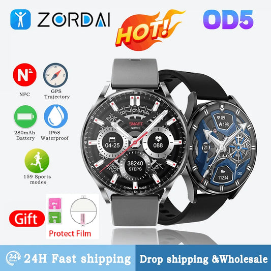 Zordai OD5 Smart Watch 2024 NEW For Galaxy Watch 6 NFC IP68 Waterproof HD Screen Bluetooth Call Sport Fitness Smartwatch for Men