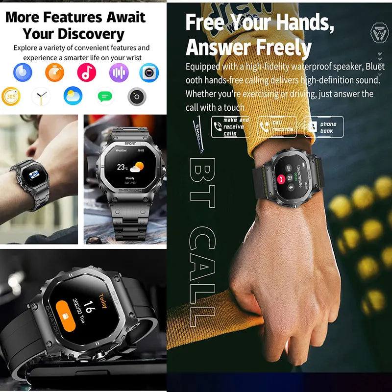 2024 New Smart Watch Men Women 1.57" Screen BT Call Sports Bracelet Blood Oxygen IP68 Waterproof Watch Clock For Android Ios