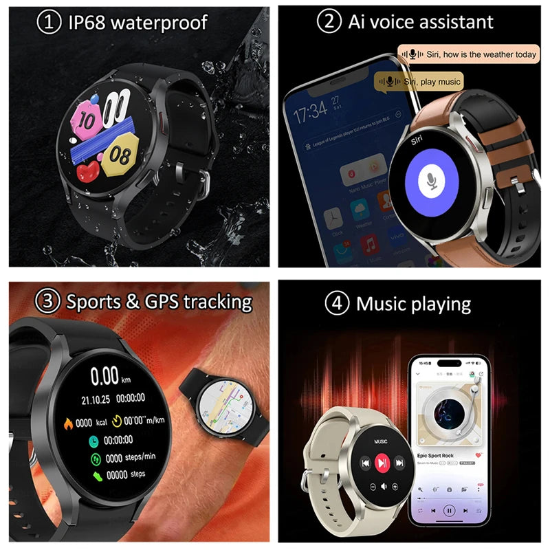 2024 New Watch 6 AMOLED Smart Watch Men Blood Sugar Bluetooth Call Sport Tracker Waterproof Smartwatch Women  For Android iOS