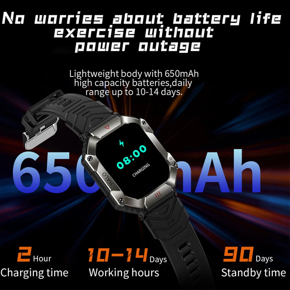 2024 New 650mAh Large Battery SmartWatch Men Compass Heart Rate IP68 Waterproof Bluetooth Call Sports Military Smart Watch Men