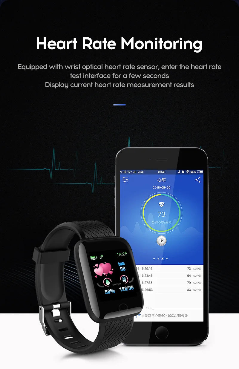 New 116plus Smartwatch Men Blood Pressure Women Heart Rate Fitness Tracker Bracelet Sport Smart Watch Girls Kids For IOS Android