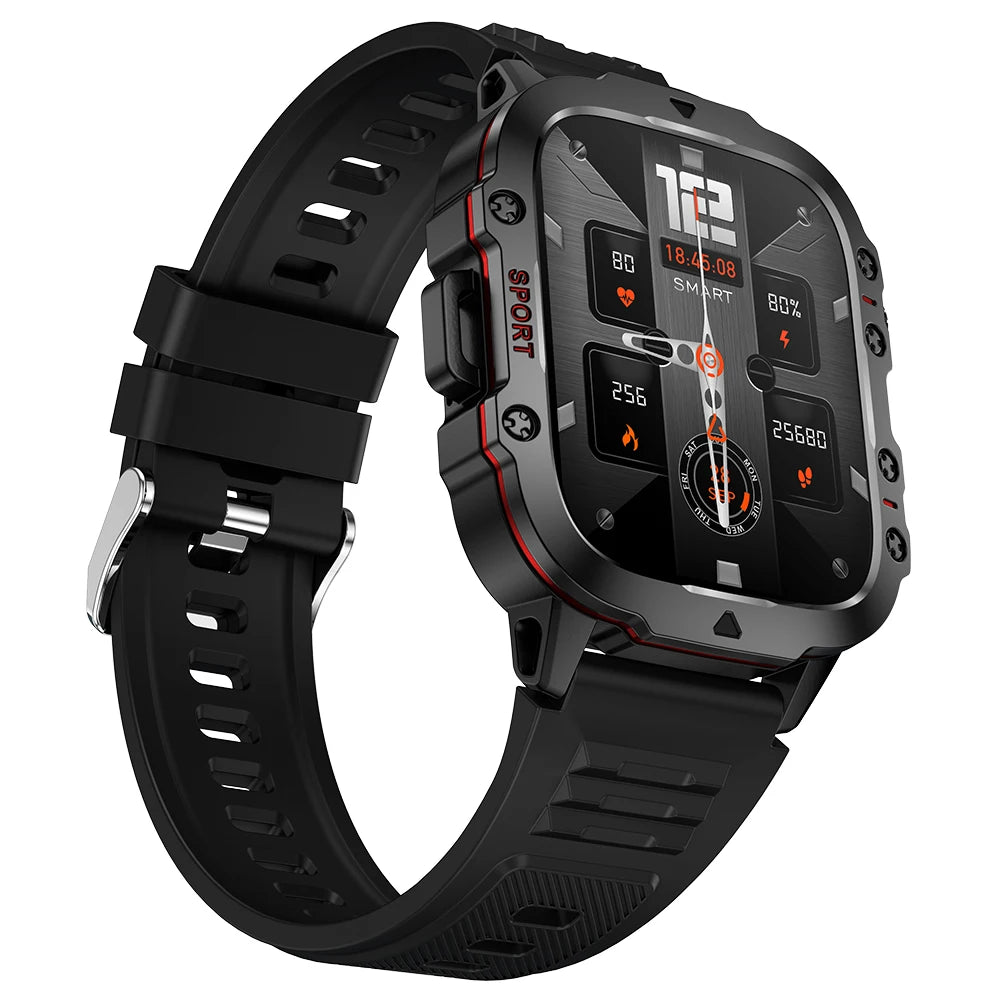 New Rugged Military Black Smart Watch Men For Android Xiaomi IOS 3ATM Waterproof Sport Fitness Ai Voice Smartwatch Outdoor 2024