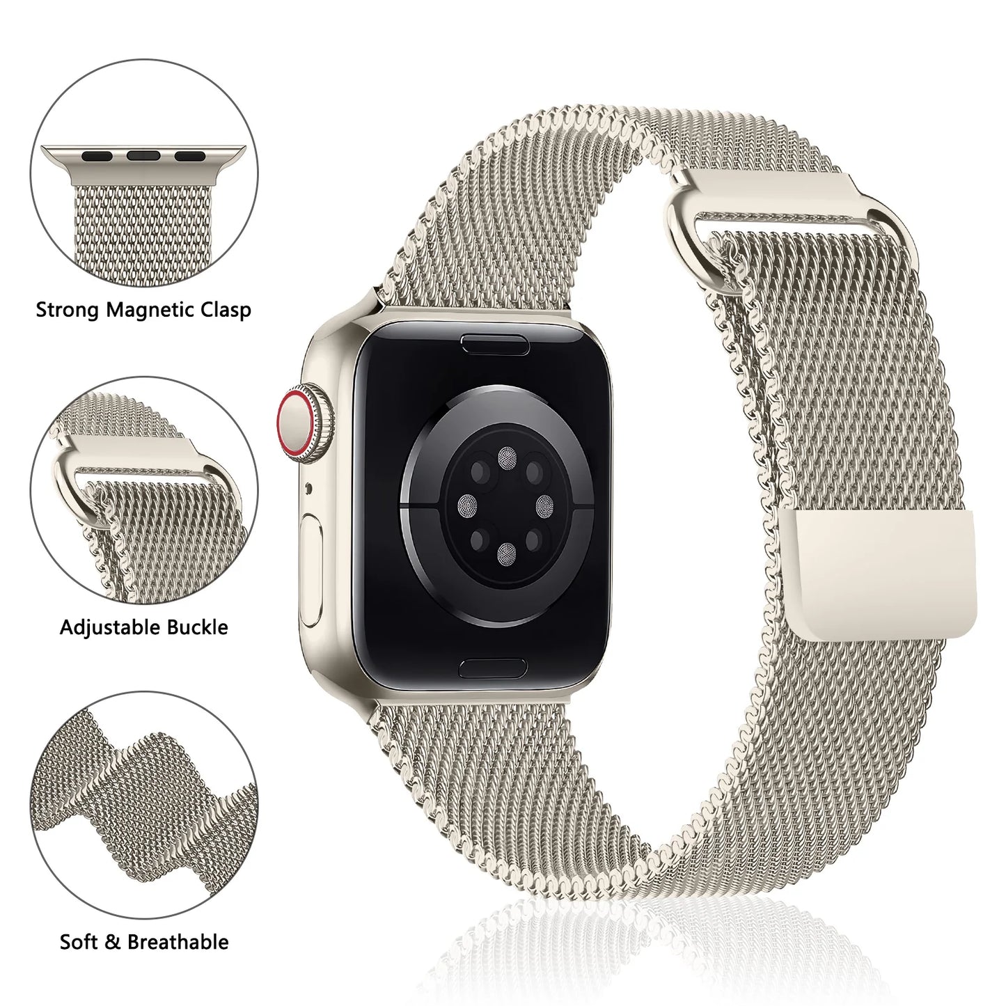 Strap For Apple watch Ultra 2 Band 44mm 40mm 45mm 41mm 42mm 38mm 49mm Milanese Loop Metal Bracelet iWatch Series 9 8 SE 7 6 5 3