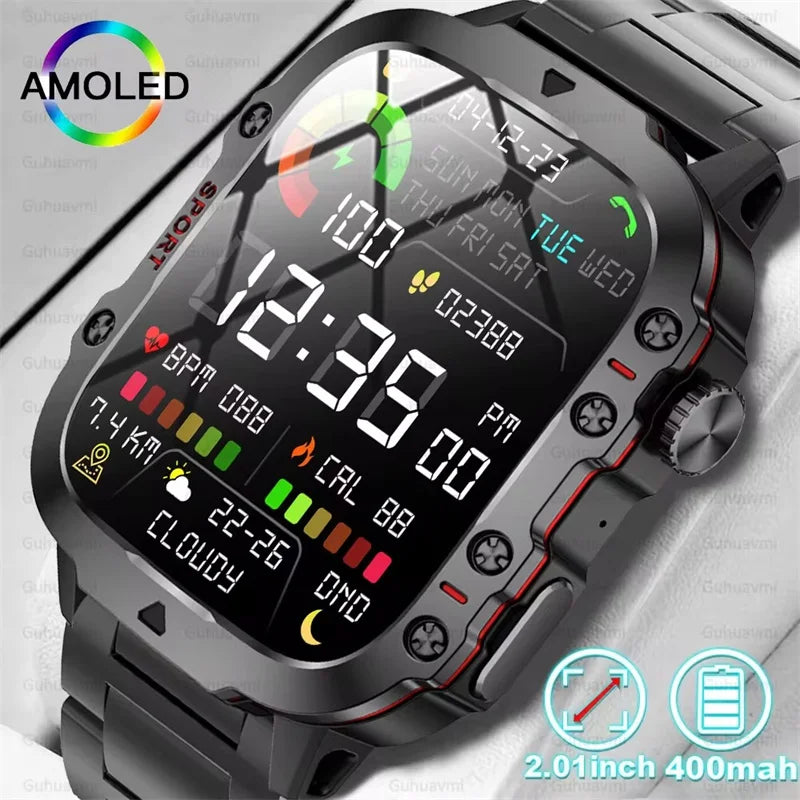 2024 New Rugged Military GPS Smart Watch Men AMOLED HD Screen Heart Rate Bluetooth Call Waterproof Outdoor SmartWatch For Xiaomi