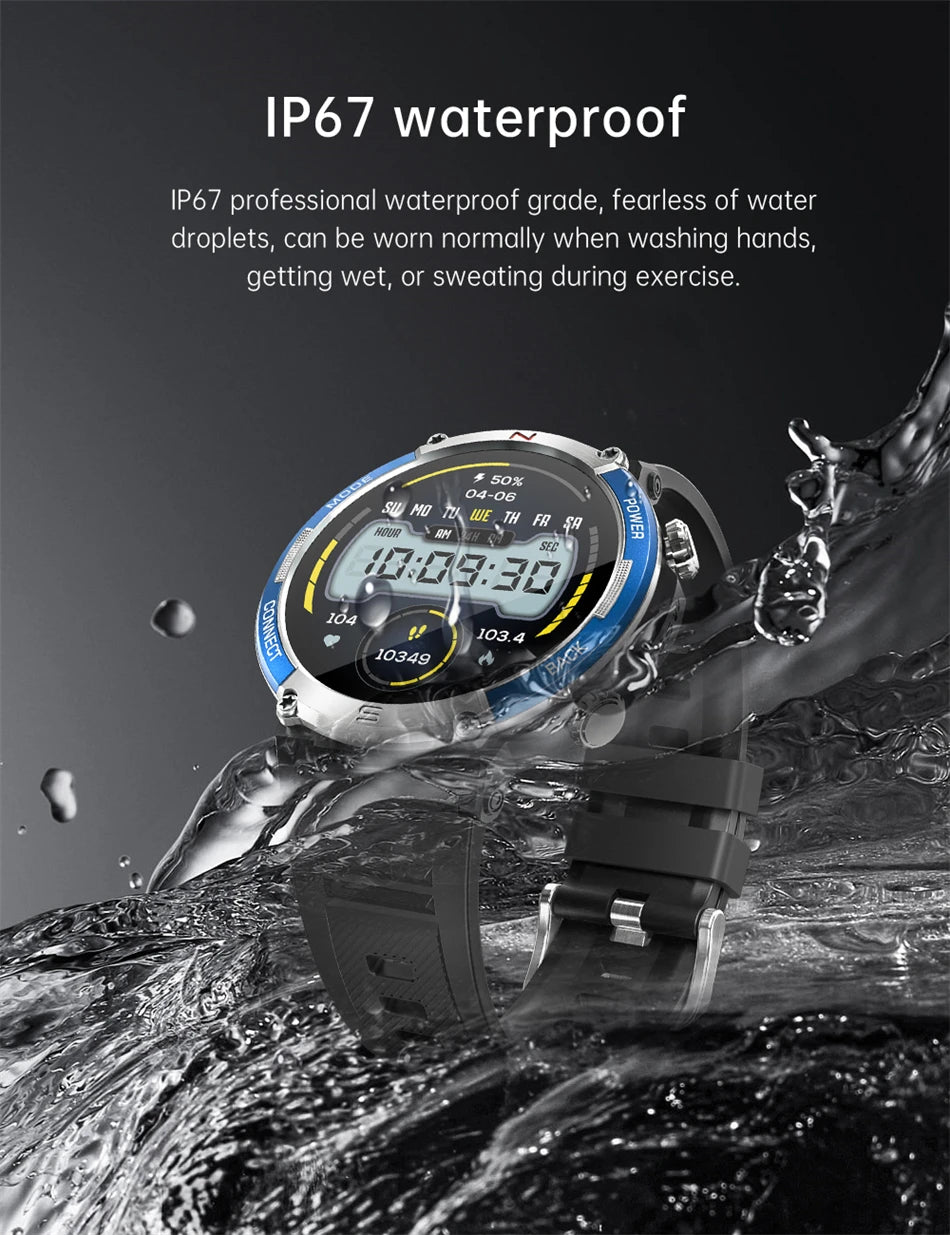 LIGE 2024 Compass Outdoor Sports Military Smart Watches IP68 Waterproof Bluetooth Call Men Smartwatch Health Monitoring Bracelet