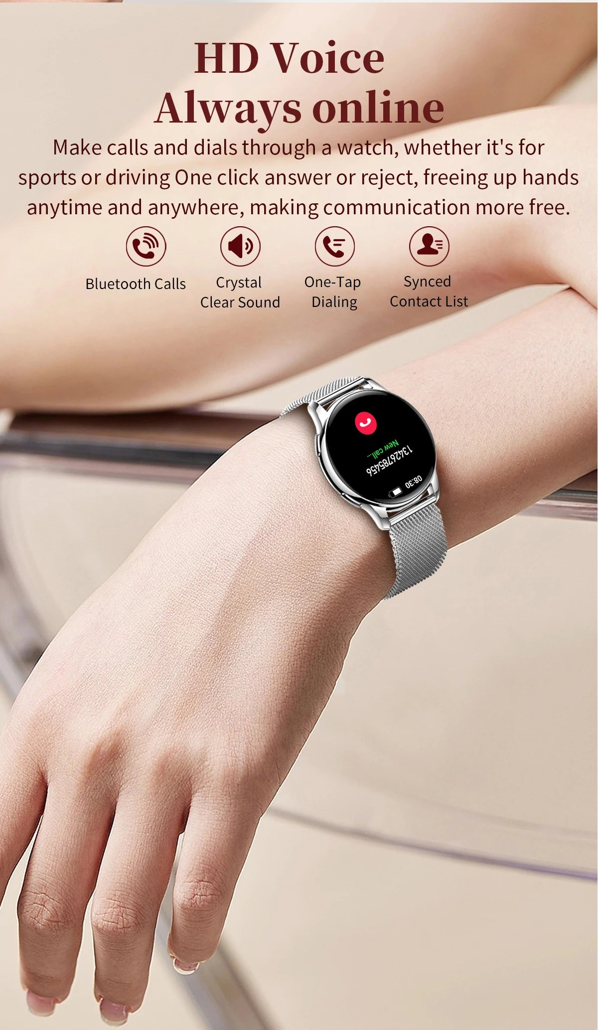 2024 Fashion Smart Watch for Women Lady Health Monitoring 1.32inch Screen IP67 Waterproof BT Calling Diamond Fashion Smartwatch