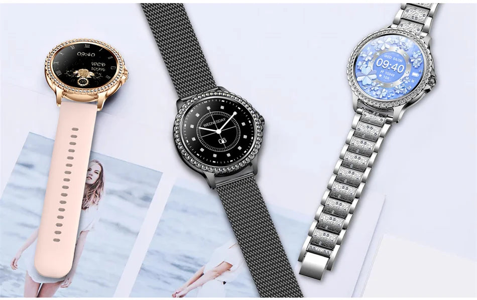 2024 New 360*360 HD Screen Diamond Bracelet Smartwatch Women Health Monitoring Waterproof Bluetooth Call Fashion Smart Watch Men