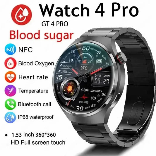 For HUAWEI GT4 PRO Smart Watch Men HD AMOLED Screen GPS NFC Watches IP67 Waterproof Blood Sugar Heart Rate Smartwatch 2024 New