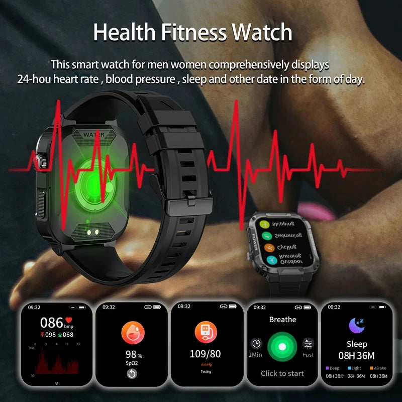 For Xiaomi Military Smart Watch Men IP68 GPS Outdoor 110+Sports Fitness Tracker Health Monitor 2.01" BT Call Smartwatch 2024 New