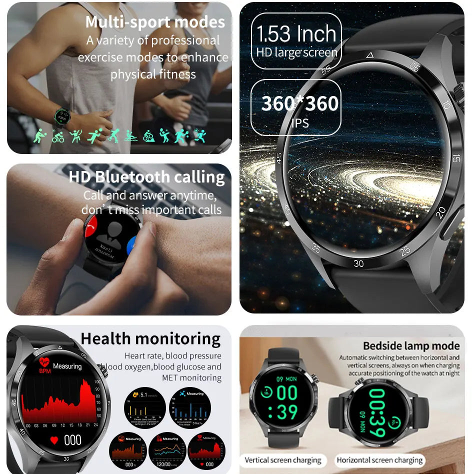 2024 New Smart Watch NFC GPS Tracker IP68 Bluetooth Call Smart Watch Men Women Heart rate Health Monitoring For HUAWEI Watch GT4