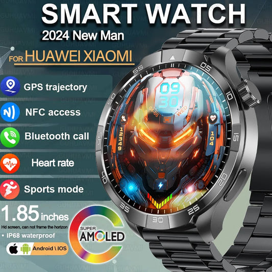 2024 New For HUAWEI Outdoor Sports Smart Watch Men AMOLED Screen NFC GPS Compass Heart rate Waterproof Bluetooth Call SmartWatch