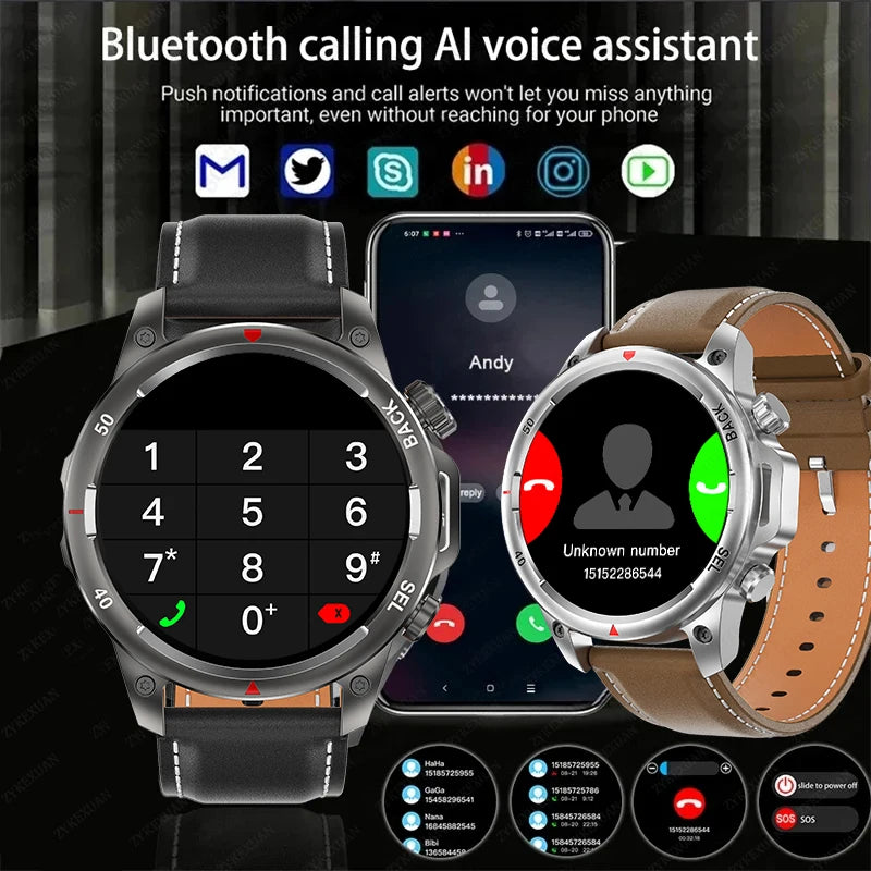 2024 New Smart Watch Men 1.53”HD Screen Bluetooth Call With Flashlight Sport Waterproof Heartrate Fitness Tracker SmartWatch+Box