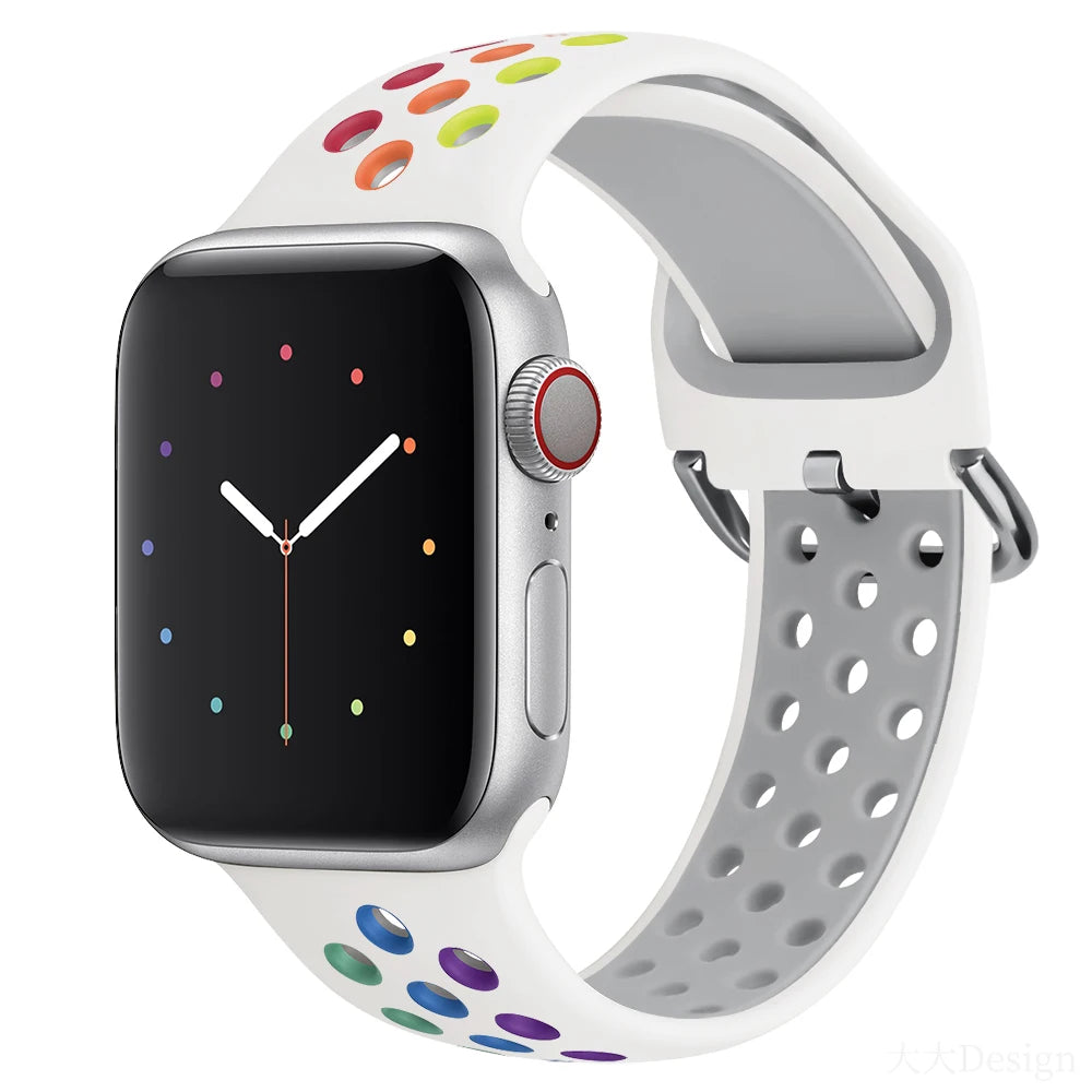 Silicone strap For Apple Watch Band 49mm 45mm 41mm 44mm 40mm 42mm38mm Sports Breathable Bracelet For iWatch Ultra 8 7 6 5 4 3 SE