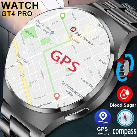 2024 New GPS Smart Watch Men For Huawei GT4 Pro 360*360 HD Screen Heart Rate Bluetooth Call NFC IP68 Waterproof Sport Smartwatch