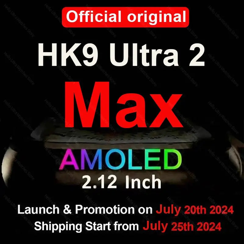 New HK9 Ultra 2 Max Smartwatch 2024 HD AMOLED 4G ROM ChatGPT NFC Compass Clock Bluetooth Call Sports 49mm Smart Watch Men Women