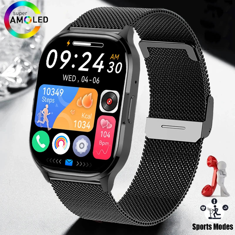 2024 Hello New AMOLED Smart Watch Men 100+Sport Heart Rate Fitness Women's Exclusive Customized Clock Bluetooth Call Smartwatch