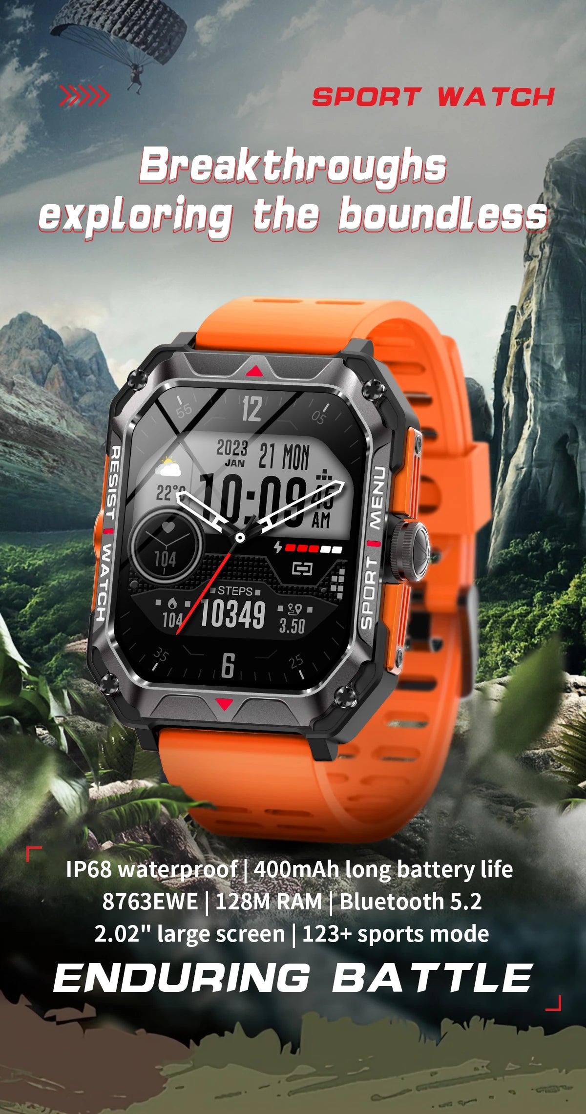 LIGE 2024 Men Smartwatch Outdoor Sport Bluetooth Call Fitness Smart Watch 2.02'' HD Screen Digital Watches for Android,iOS Phone