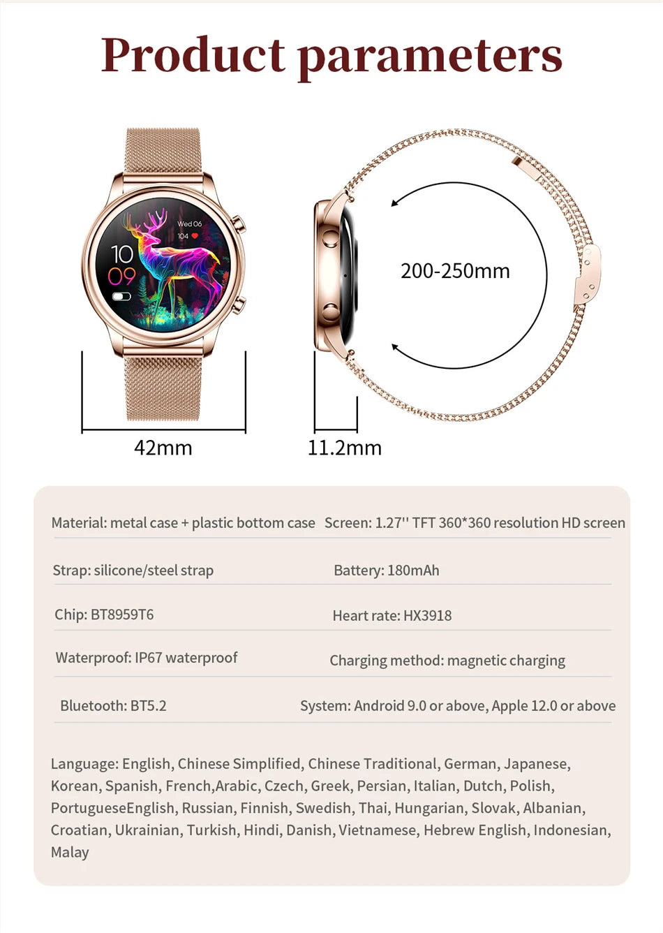 2024 New For Xiaomi 1.27 inch Women Smart Watch Heart Rate Health Custom Dial Ladies Fashion Bracelet Bluetooth Call SmartWatch