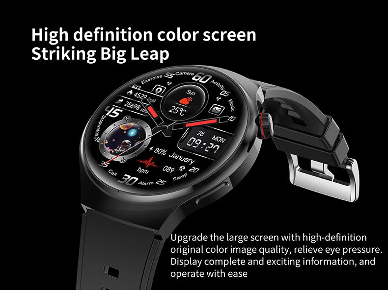 2024 Smart Watch Men Watch 4 Pro AMOLED 1.46 inch HD Screen Bluetooth Call Health Monitoring Smartwatch Sports Magnetic charging