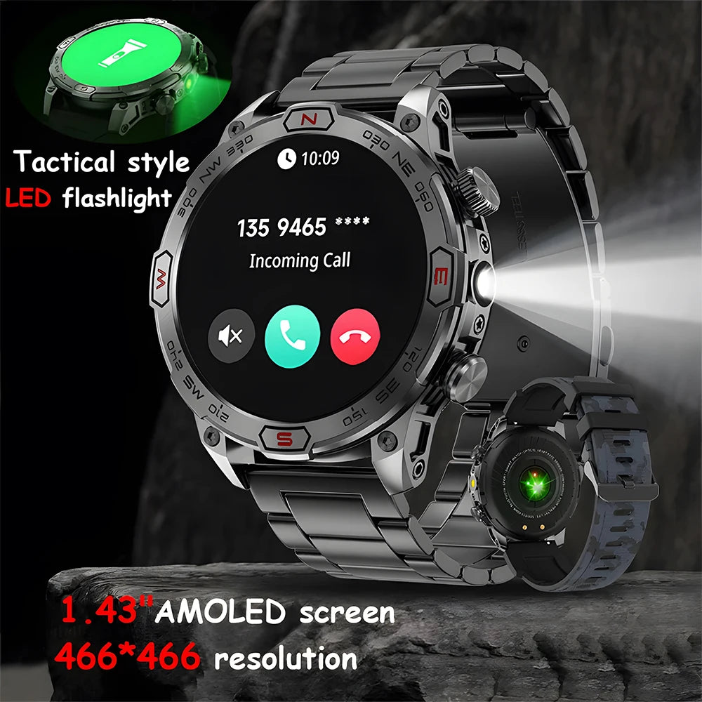 New Original for Huawei Xiaomi GPS Motion Track Smart Watch Men Flashlight 450Mah Large Battery HD Bluetooth Call Men smartwatch