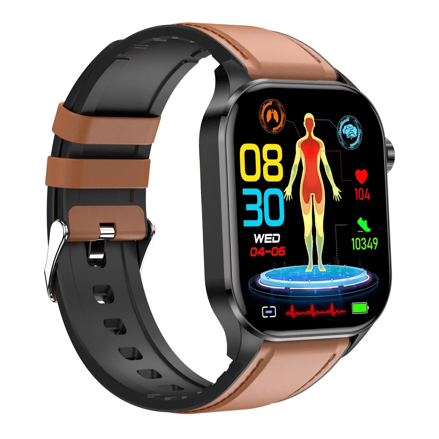 2024 New Smart Watch 2.04" AMOLED Clock ECG Uric Acid Blood Lipid Pressure Oxygen Wristwatch Men Women Bluetooth Call Smartwatch