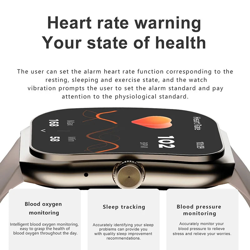 2024 New Smart Watch Men HD Bluetooth Call 2.1 Inch AMOLED Screen GPS Sport Tracker Blood Pressure NFC Original Smartwatch Women