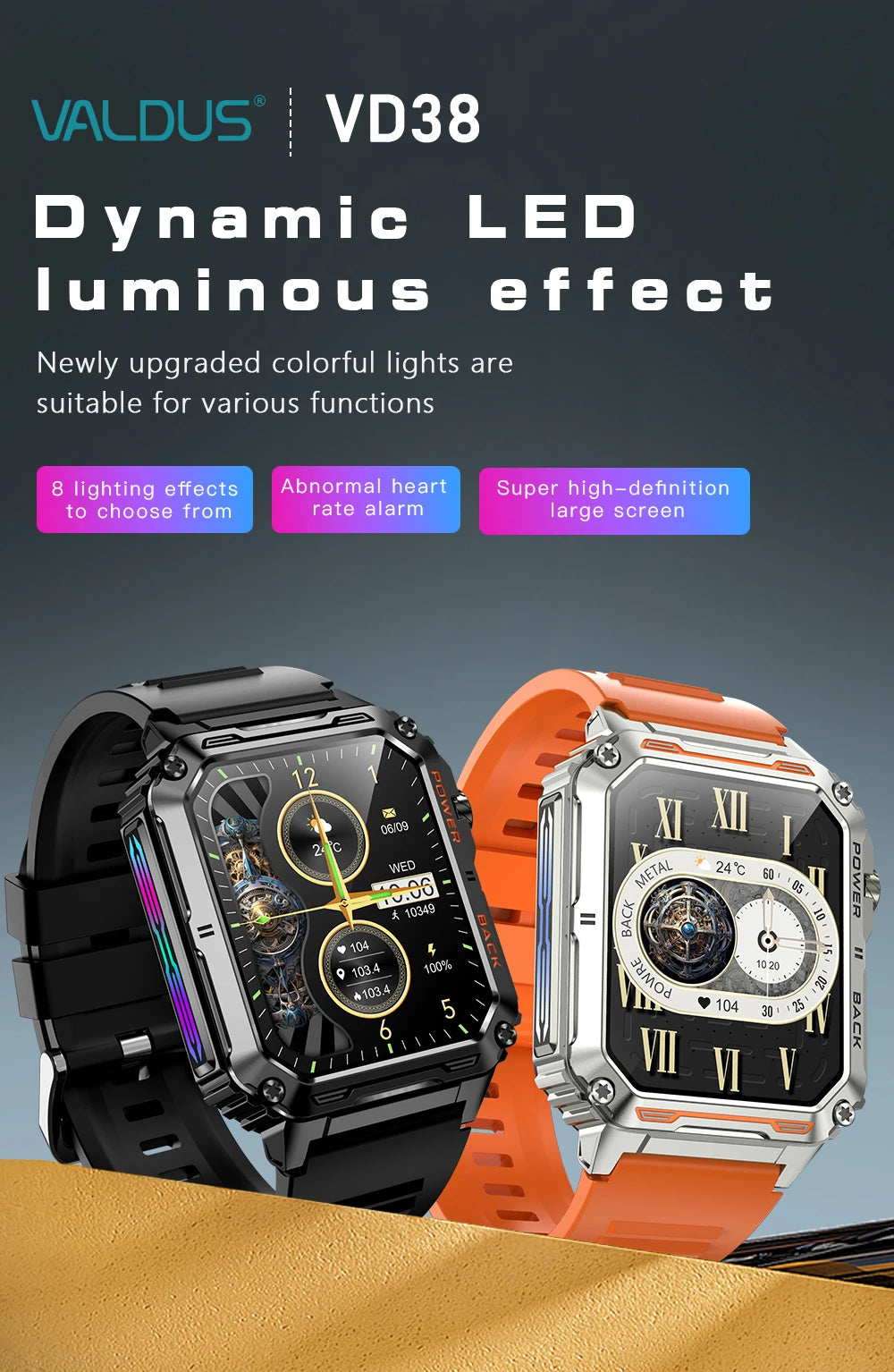 2024 New VD38 Man Woman Fitness GPS Bluetooth Call ECG Sport IP67 Waterproof Choice Long Battery Life Smartwatch for ios Android