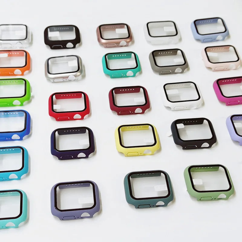 Glass+Cover For Apple Watch case 8 7 6 SE 5 3 iWatch Accessorie Screen Protector Apple watch serie 45mm 41mm 44mm 40mm 42mm 38mm