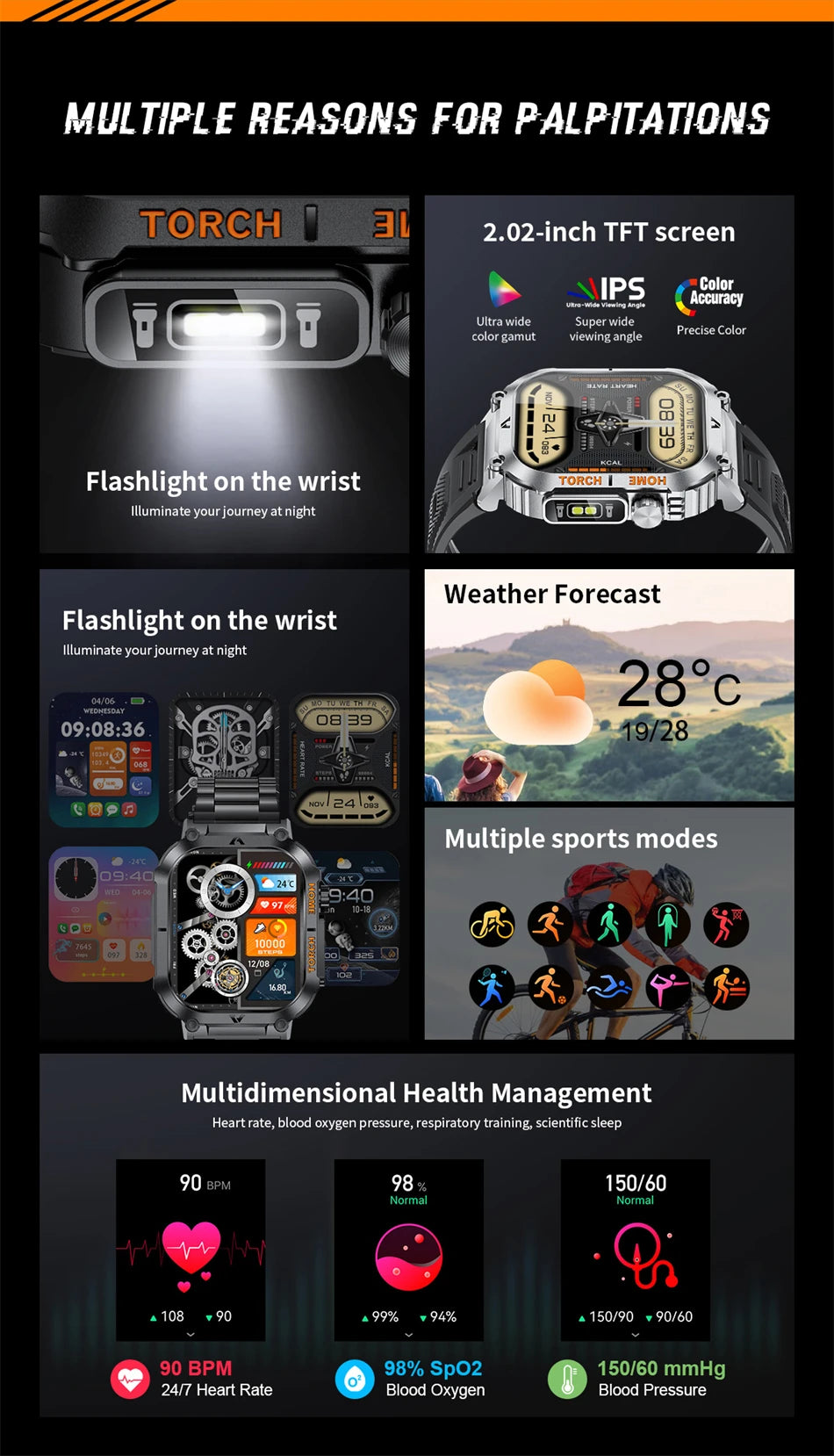 2024 For Xiaomi Military Smart Watch Men Bluetooth call Waterproof Outdoor Sports Fitness Watches Health Monitoring Smartwatch