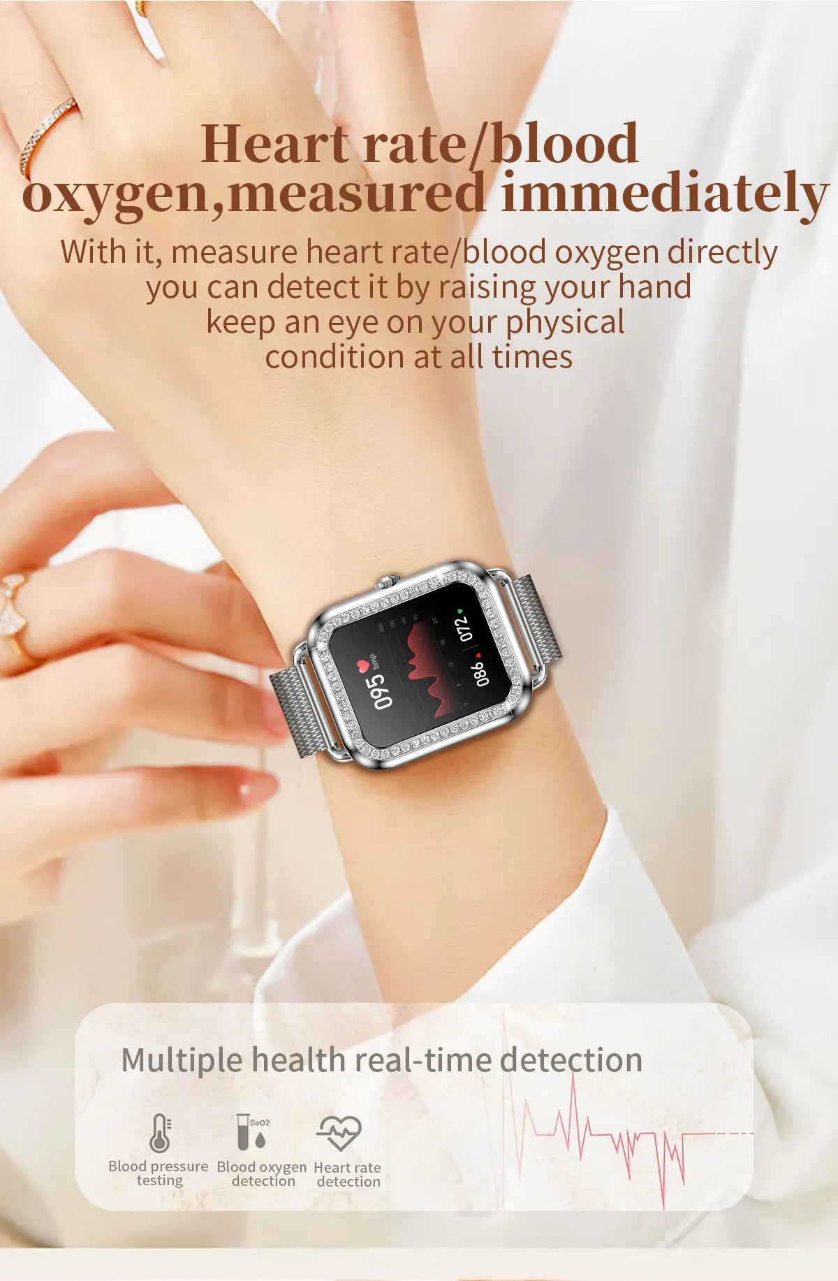 2024 New Bluetooth Call Smart Watch Women Sports Fitness Watch Blood Pressure Heart Rate Monitor Lady Smartwatch IP67 Waterproof