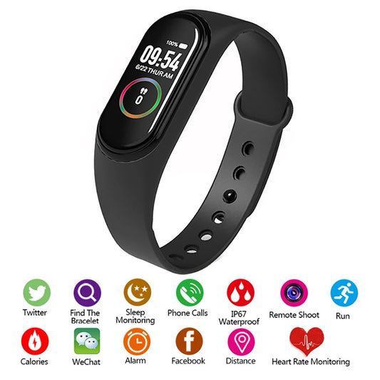 Smart Bracelet Wristband Waterproof Multi-Interface Heart Rate Blood Pressure Pedometer Sports Electric Clock Step for M4