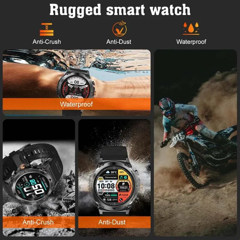 2024 New For Huawei Xiaomi Men Sports Smartwatch Bluetooth Call 400mAh Battery 100+ dial IP68 Waterproof Men Sports Smartwatch